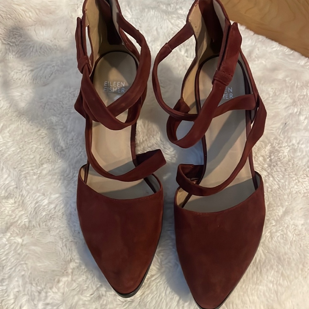 Eileen Fisher Rea Pump Women Maroon Suede Size 9